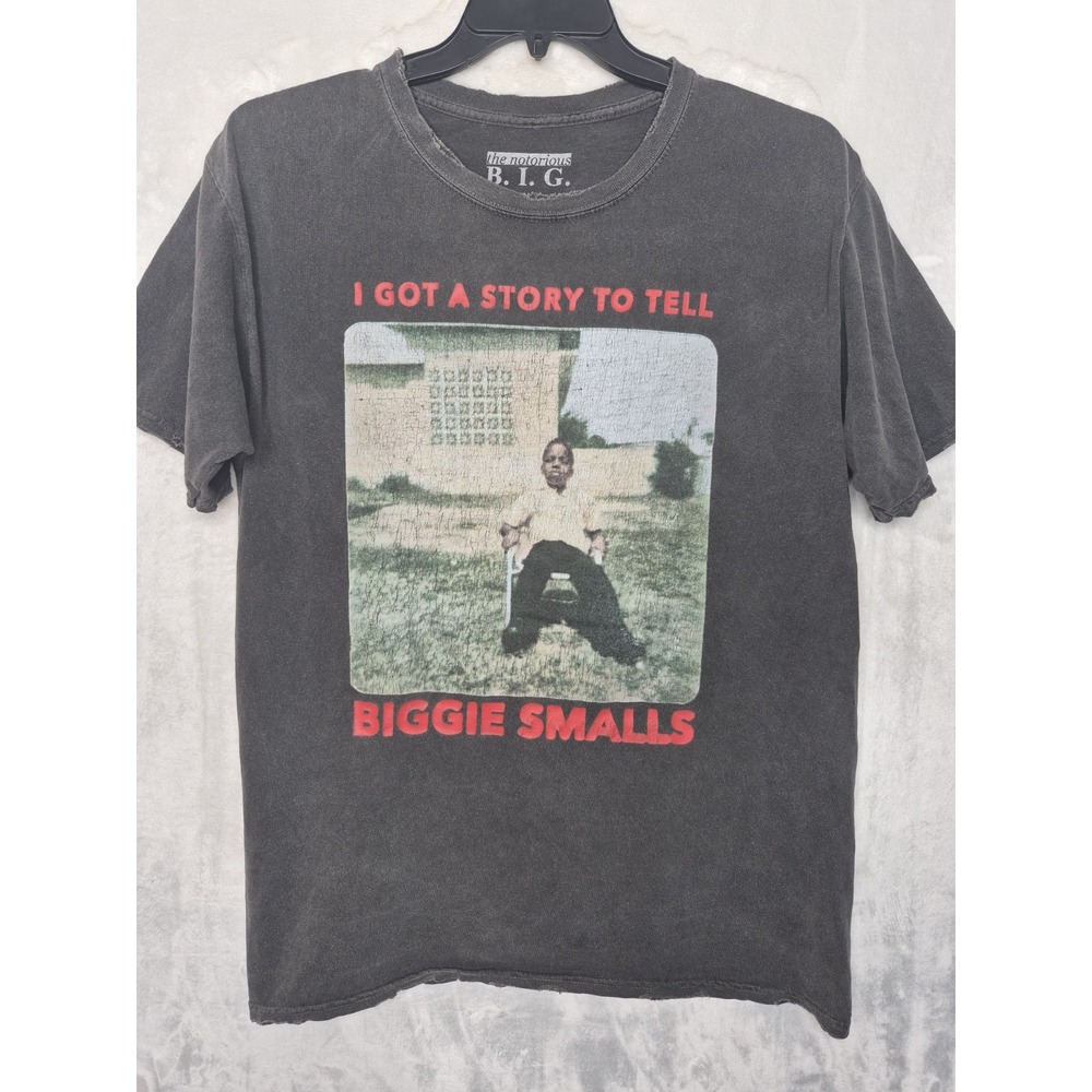 Biggie Smalls I Got A Story To Tell T Shirt Mens Large Charcoal Distressed 22x30